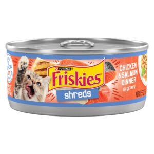 Friskies Purina Friskies Shreds Chicken and Salmon Dinner in Wet Cat Food Gravy - () Cans - 5.5 oz | Pack of 24