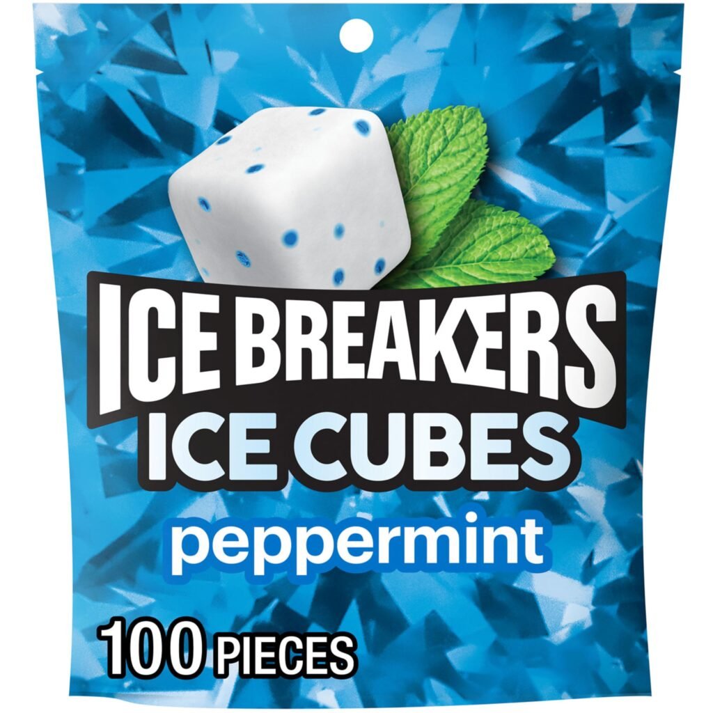 Ice Cubes Peppermint Sugar Free Chewing Gum Pouch, 8.11 oz, 100 Pieces