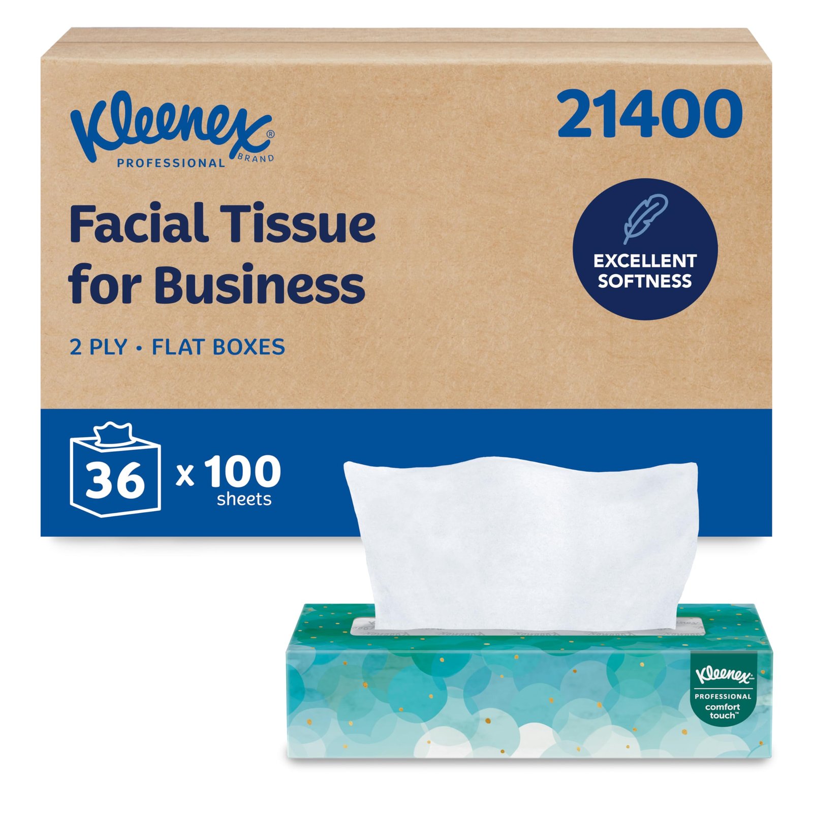 Kleenex Professional Facial Tissue, White, 36 Boxes, 600 Sheets