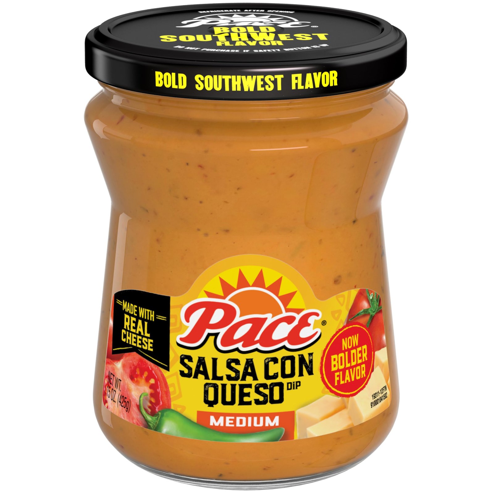 Pace Medium Salsa con Queso Dip, 15 oz Jar