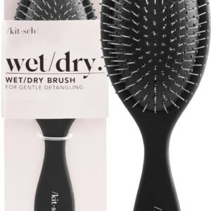 Kitsch Wet/Dry Hair Brush Detangler – Flexi Hair Brush for Women, Men & Kids | Detangling Brush for Curly Hair, Bounce Curl Defining Brush for Wet or Dry Strands - Flexi Black