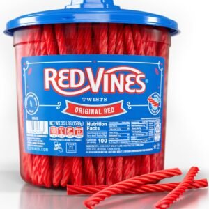 Licorice Candy Original Red Flavor Soft Chewy Candy Twists, Red Licorice 3.5 Lb Jar