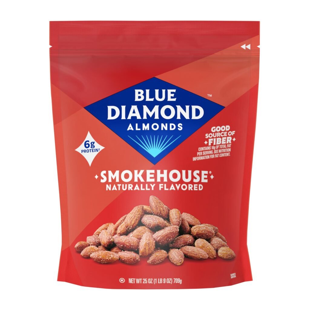 Blue Diamond Almonds, Smokehouse Flavored Snack Nuts, Holidays, 25 Oz Resealable Bag, Pack of 1