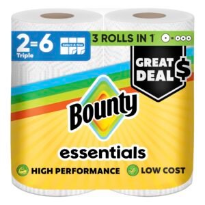 Bounty Essentials Select-A-Size Paper Towels, White, 2 Triple Rolls