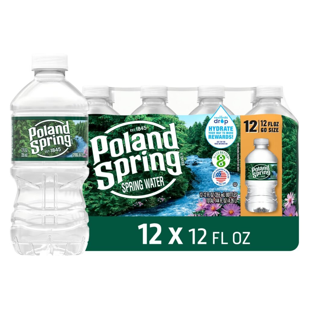 Poland Spring Maine Spring Water Bottles, 12-Pack - Still Bottled Water with Naturally Occurring Minerals for Taste - 12