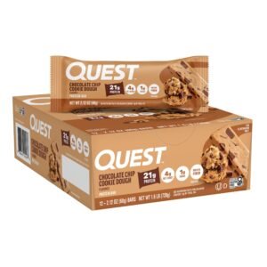 Quest Nutrition Chocolate Chip Cookie Dough Protein Bars, Low Carb, Keto Friendly, 12 Ct