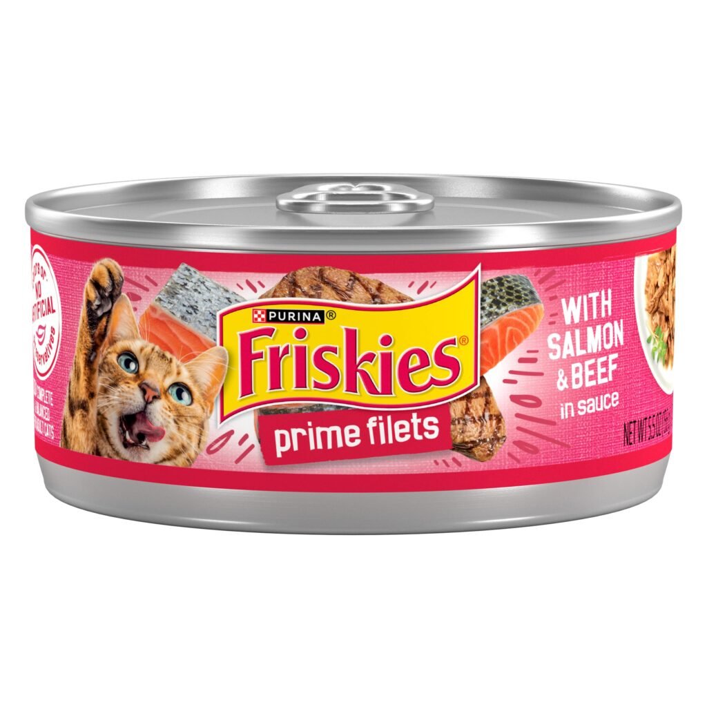 Friskies Purina Friskies Prime Filets With Salmon and Beef in Sauce High Protein Wet Cat Food - 5.5 oz | Pack of 24
