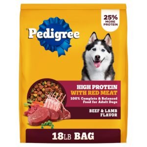 Pedigree Dry Dog Food for Adult Dogs High Protein Beef and Lamb Flavor - 18 lb