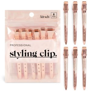 Kitsch Professional Alligator Clips - 3.5" Aluminum Duckbill Hair Clips for Styling | Great For Salon & Makeup Application | Ideal Gifts for Women - Rose Gold, 6 Pcs