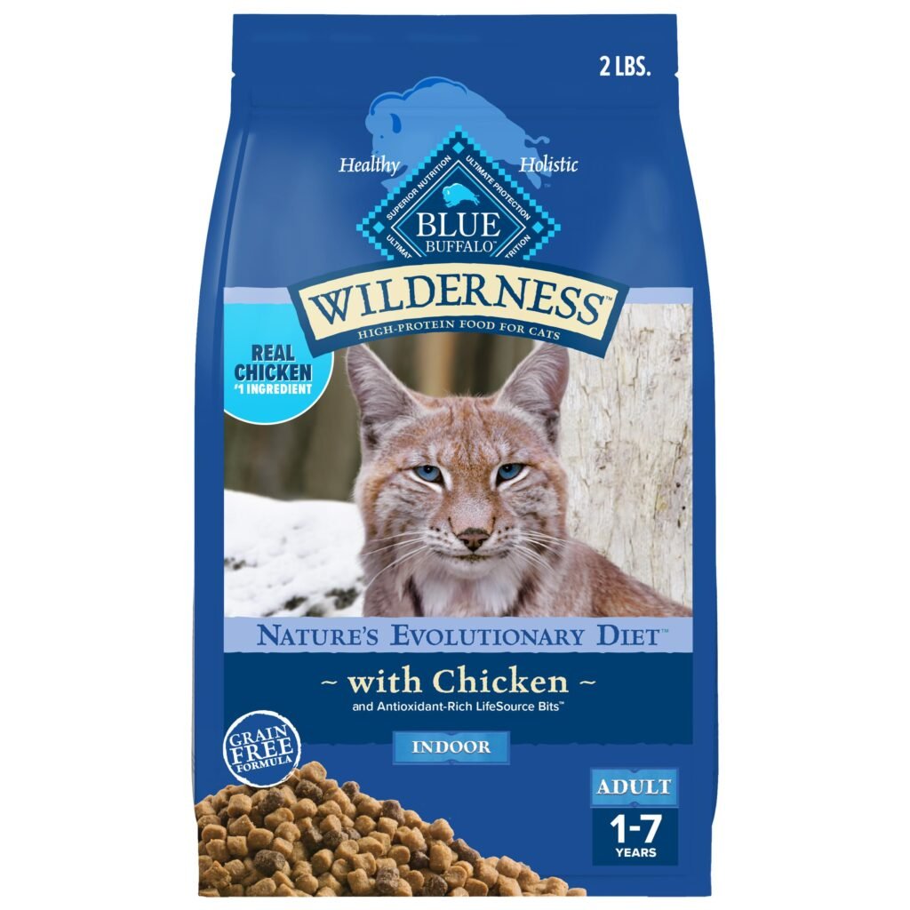 Blue Buffalo Wilderness Nature's Evolutionary Diet High-Protein Grain-Free Natural Dry Food for Adult Cats Chicken 2-lb. Bag