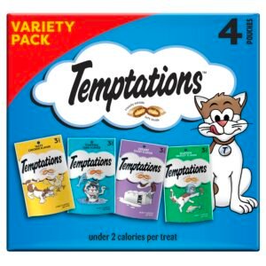 Temptations Classic Crunchy and Soft Cat Treats Feline Favorites Variety Pack Pouches - 3 oz | Pack of 4