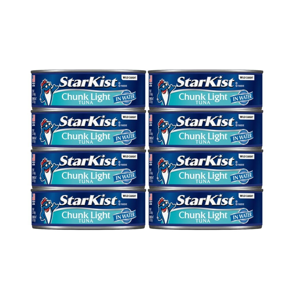 StarKist Chunk Light Tuna in Water, 5 oz, 8 Pack Canned Tuna Fish, with 20g Protein & 90 Calories Per Serving
