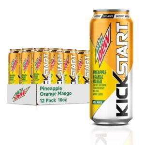 Mountain Dew Kickstart, Pineapple Orange Mango, 90mg Caffeine, 16 fl oz, Pack of 12