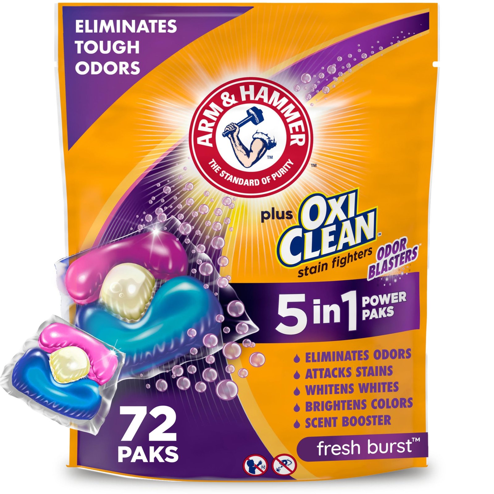 ARM & HAMMER Plus OxiClean With Odor Blasters Laundry Detergent, 72 Count