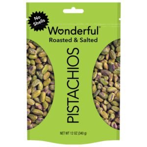 Wonderful Pistachios No Shells, Roasted & Salted Nuts, Healthy Snack, 12 oz Resealable Bag