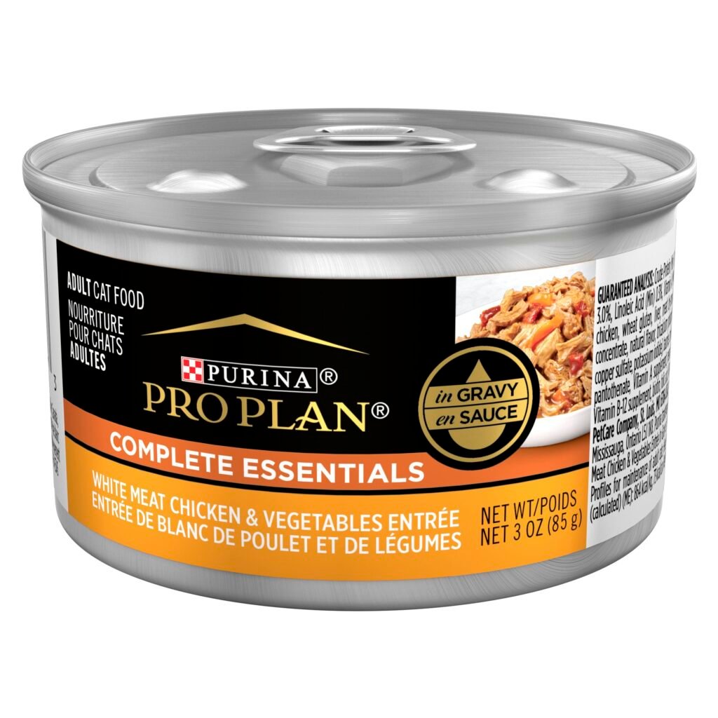 Purina Pro Plan High Protein Cat Food Gravy, White Meat Chicken and Vegetable Entree - () Pull-Top Cans - 3 oz | Pack of 24