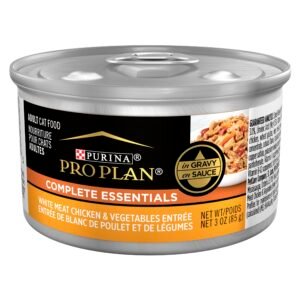 Purina Pro Plan High Protein Cat Food Gravy, White Meat Chicken and Vegetable Entree - () Pull-Top Cans - 3 oz | Pack of 24