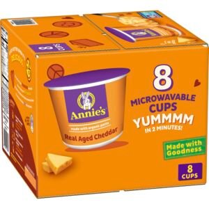 Annie's Real Aged Cheddar with Organic Pasta, Macaroni and Cheese Microwavable Cups, 8 Ct, 16.08 oz