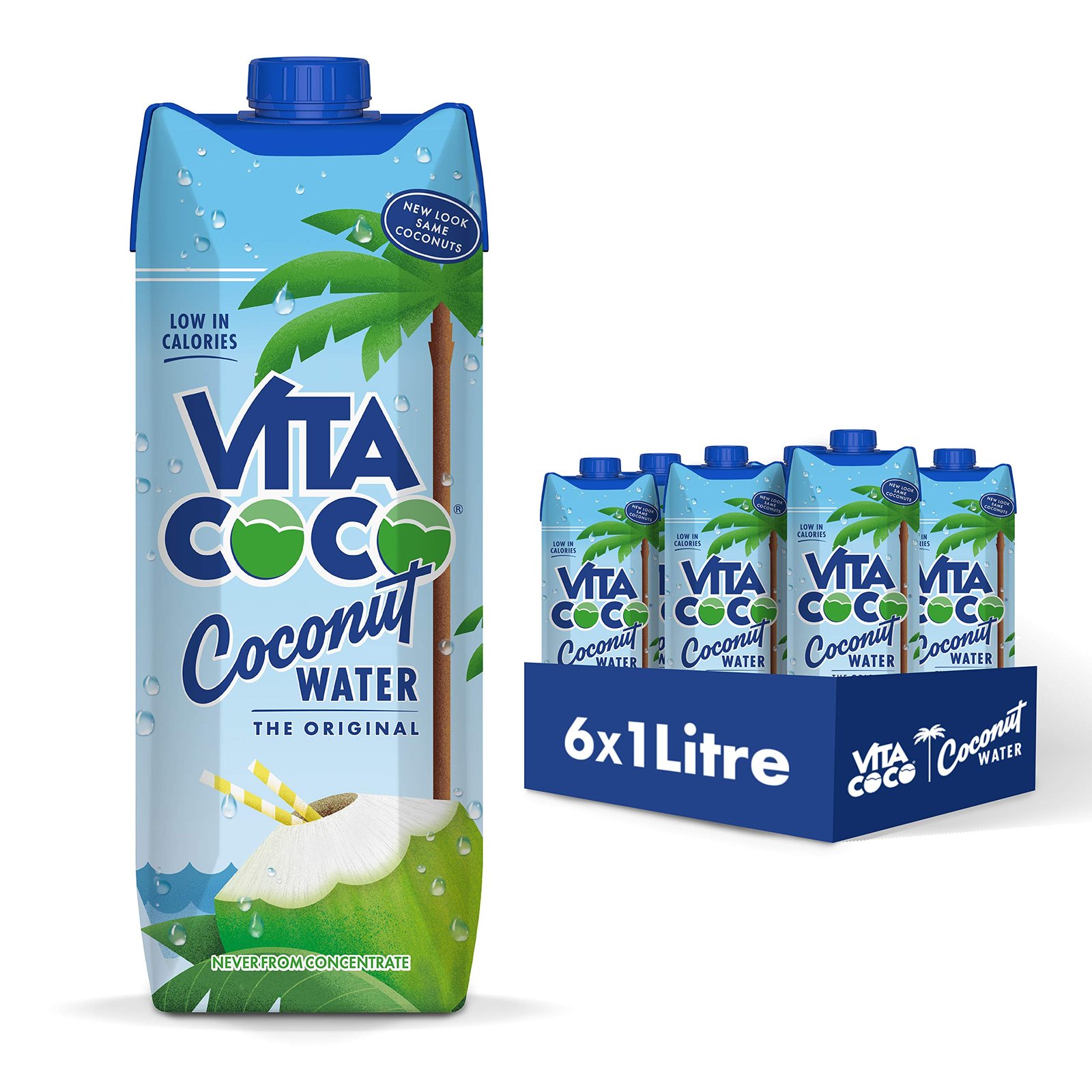 Vita Coco Coconut Water, Pure Original, Refreshing Coconut Taste, 33.8 Oz, Pack of 6