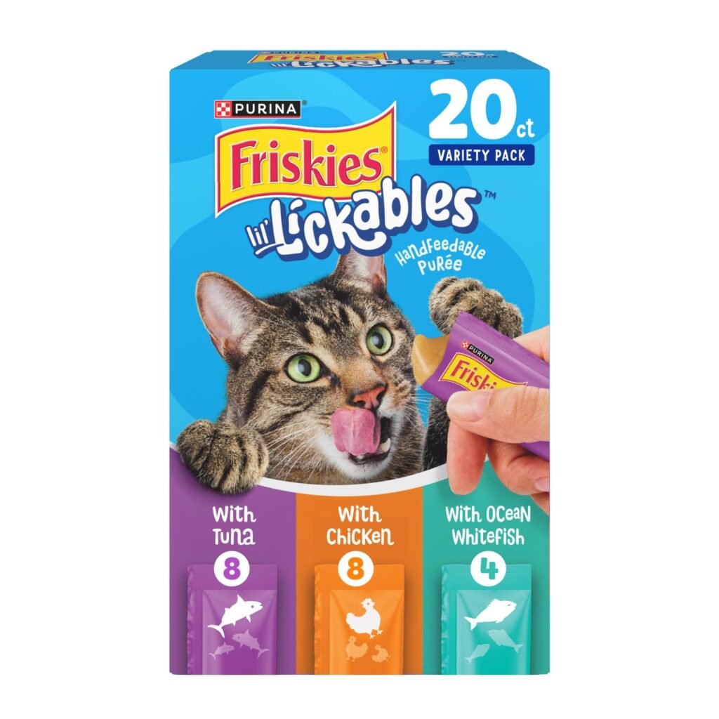 Friskies Purina Lil Lickables with Chicken with Tuna or with Ocean Whitefish Variety Pack Lickable Cat - 10 oz | Pack of 20