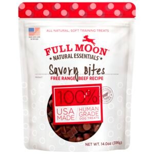 Full Moon All Natural Human Grade Dog Treats, Essential Beef Savory Bites - 14 Ounce