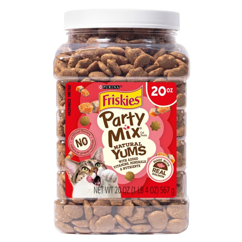 Friskies Purina Friskies Natural Cat Treats Party Mix Natural Yums With Real Salmon and Added Vitamins - 20 Oz