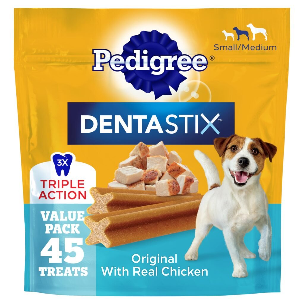 Dentastix Small & Medium Breed Dog Treats Original with Real Chicken Dog Dental Treats 45 Treats - 21.1 oz | Pack of 45