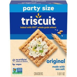Triscuit Original Whole Grain Wheat Crackers, Vegan Crackers, Healthy Snacks, 17 oz
