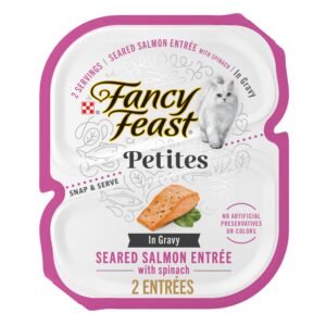 Fancy Feast Purina Fancy Feast Petites Seared Salmon Entree With Spinach in Gravy Gourmet Wet Cat Food - 2.8 oz | Pack of 12