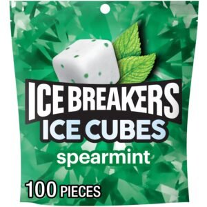 ICE BREAKERS Ice Cubes Spearmint Sugar Free Chewing Gum Pouch, 8.11 oz, 100 Pieces