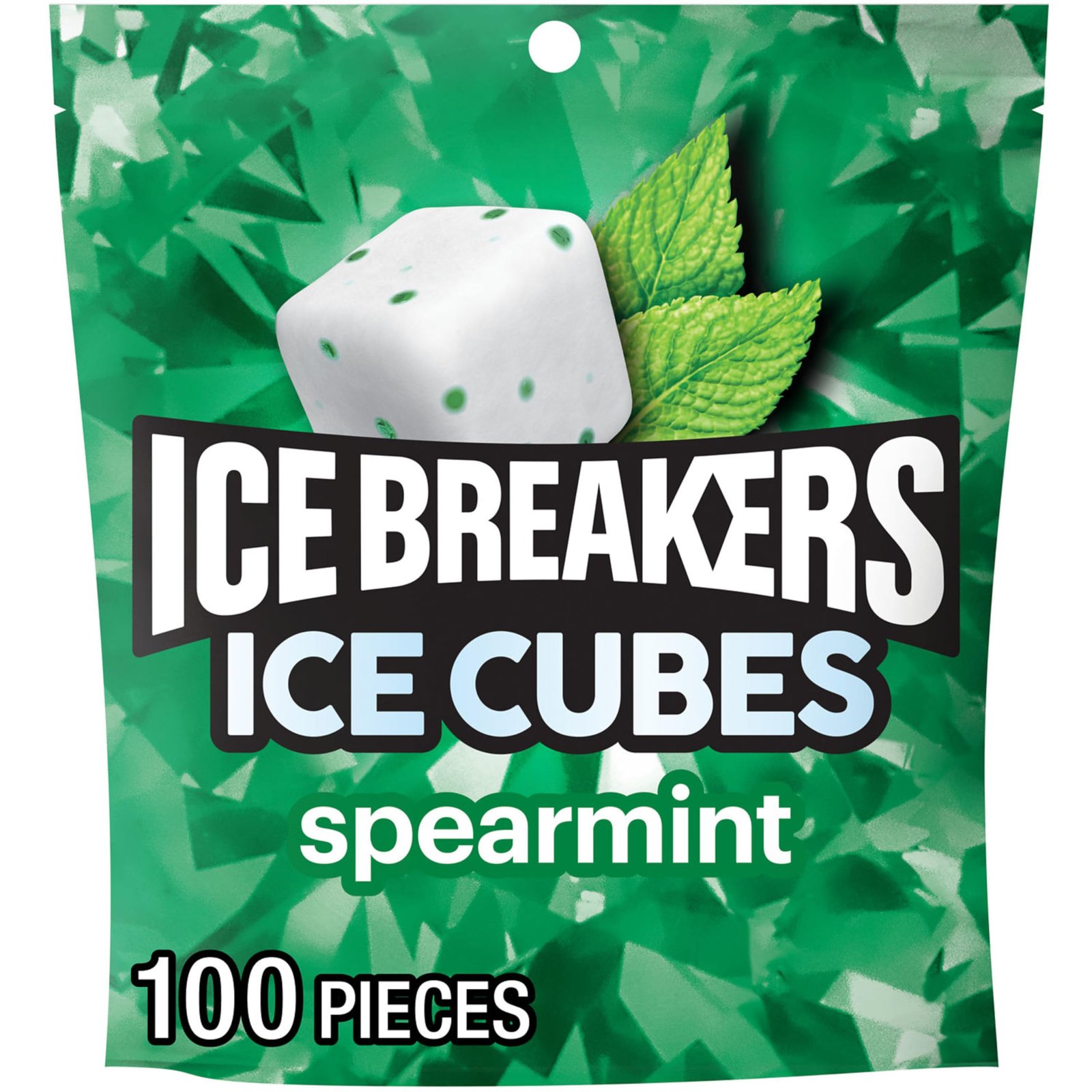 ICE BREAKERS Ice Cubes Spearmint Sugar Free Chewing Gum Pouch, 8.11 oz, 100 Pieces