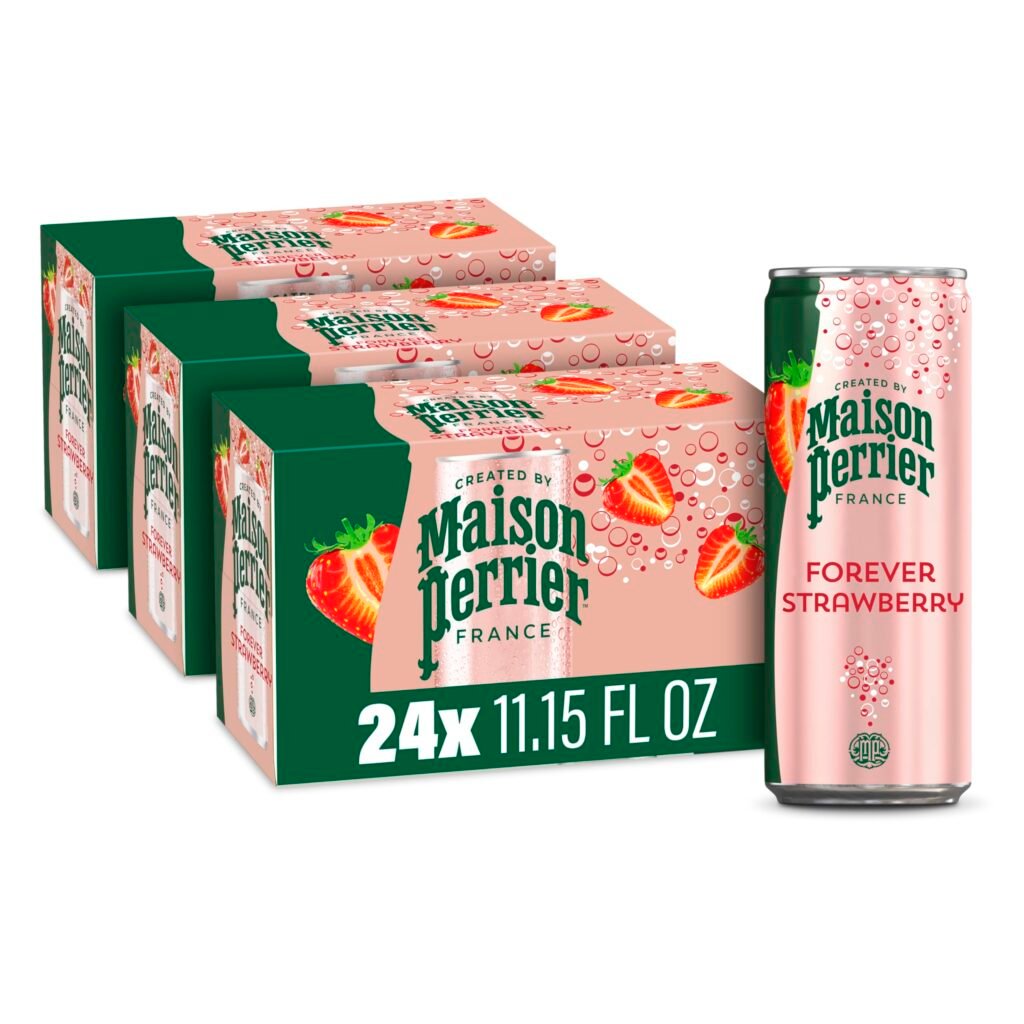 Maison Perrier Forever Strawberry Flavored Sparkling Water, 11.15 Fl Oz Cans, 8 Ct, 3 Pack