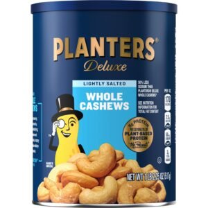 PLANTERS Deluxe Lightly Salted Cashews, Party Snacks, Plant-Based Protein, 1lb 2.25oz