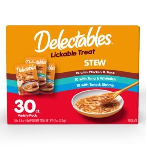 Delectables Lickable Treat Stew Wet Cat Treat Variety Pack, Food Topper, Hydrating - 1.4oz | Pack of 30