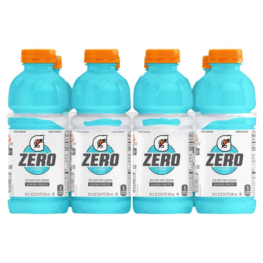 Gatorade Zero Sugar Thirst Quencher Sports Drink, Glacier Freeze, 20 oz Bottles, Pack of 8