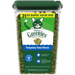 Greenies Cat Treats, Veterinarian-Recommended Adult Natural Dental Cat Treats, Tempting Tuna Flavor - 21 oz