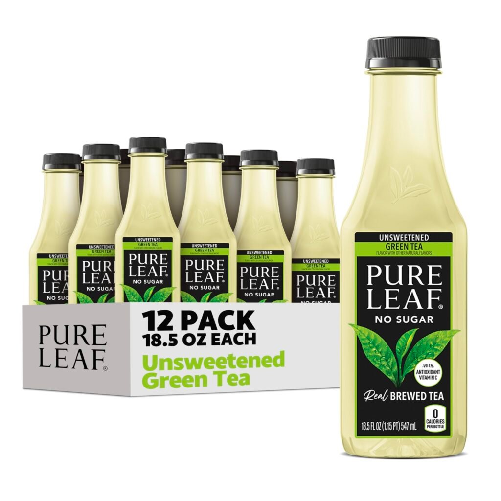 Pure Leaf Iced Tea, Unsweetened Green Tea, 18.5 fl Oz Bottles, Pack of 12
