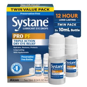 Systane PRO PF Lubricating Eye Drops for Dry Eyes, 2 x 10 mL, Preservative Free with Hyaluronate, Triple-Action Formula to Hydrate, Restore & Protect, Multi-Dose Bottle