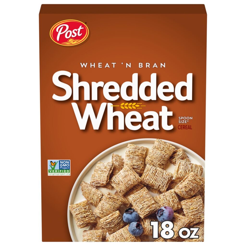 Post Wheat n Bran® Shredded Wheat, Breakfast Cereal, Excellent Source of Fiber, 18 oz Box