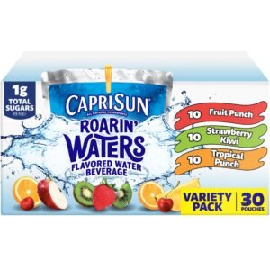 Roarin' Waters Flavored with Other Natural Flavor Water Beverage, 30 Pouches, Fruit Punch, 6 fl oz