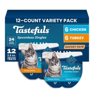Blue Buffalo Tastefuls Pat Spoonless Single Wet Cat Food Variety Pack Chicken & Turkey - Pack of 12