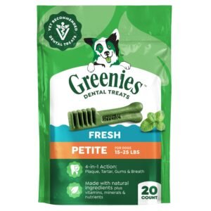 Greenies Veterinarian-Recommended Adult Natural Dental Dog Treats Petite Size Fresh Flavor Pack - 12 oz | Pack of 20