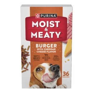 Purina Moist and Meaty Burger With Cheddar Cheese Flavor Dry Soft Dog Food Pouches - Pack of 36