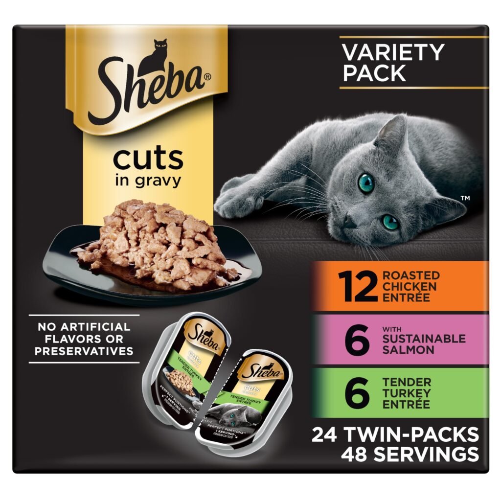 Sheba Perfect Portions Wet Cat Food Cuts in Gravy Cat Food Wet Recipe Roasted Chicken Entree - 2.6 oz | Pack of 24
