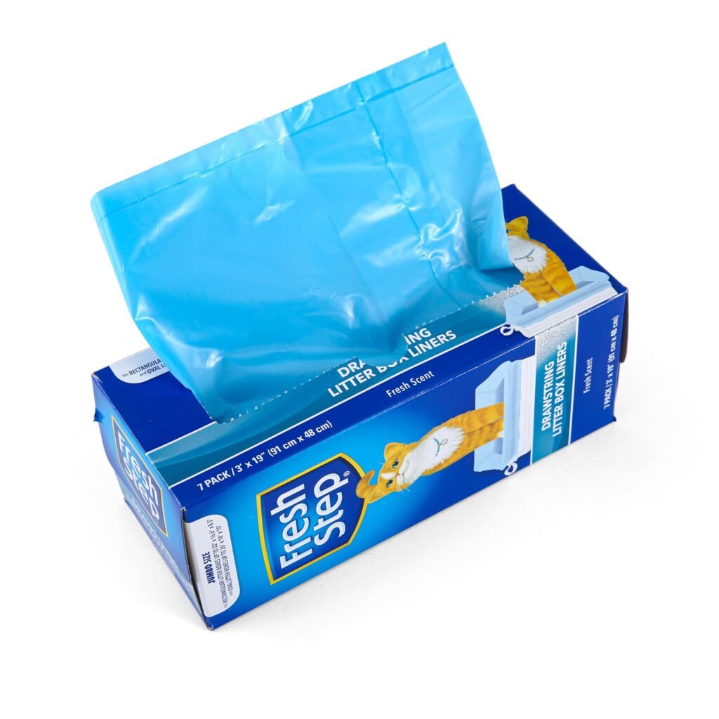 Fresh Step Jumbo Drawstring Cat Litter Box Liners, Scented Heavy Duty Kitty Litter Bags for X-Large Oval - Pack of 7