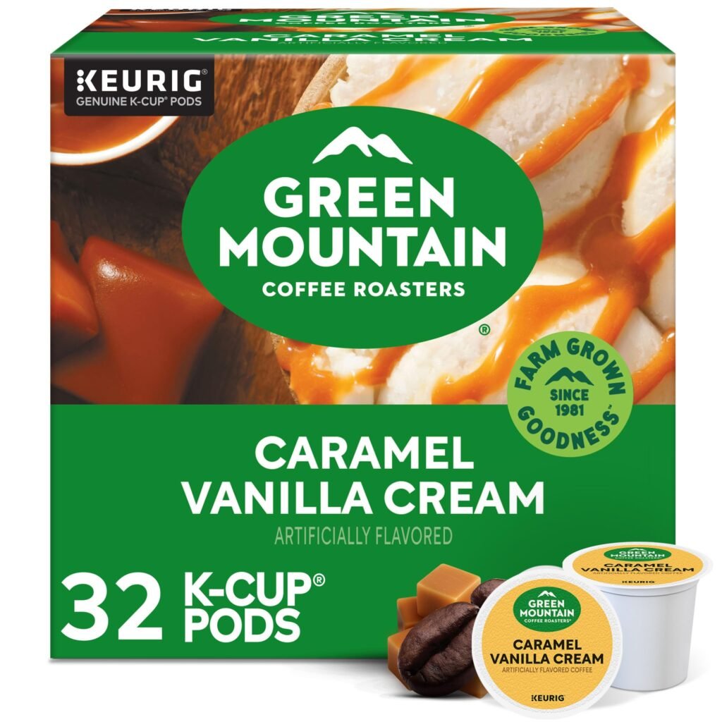 Caramel Vanilla Cream, Single-Serve Keurig K-Cup Pods, Flavored Light Roast Coffee Pods, 32 Ct