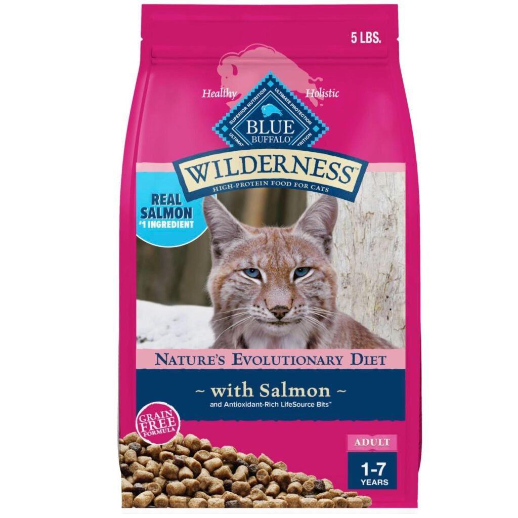 Blue Buffalo Wilderness Natural Adult Dry Cat Food High-Protein and Grain-Free Diet Supports Healthy Muscle Development and