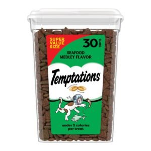 Temptations Cat Treats Classic Crunchy and Soft Cat Treats Seafood Medley Flavor Tub - 30 oz