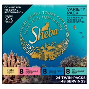 Sheba Perfect Portions Wet Cat Food Cuts in Gravy with Sustainable Salmon Tender Trout Entree and - 2.6 oz | Pack of 24