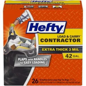Hefty Load & Carry Contractor Large Trash Bags, 42 Gallon, 26 Count